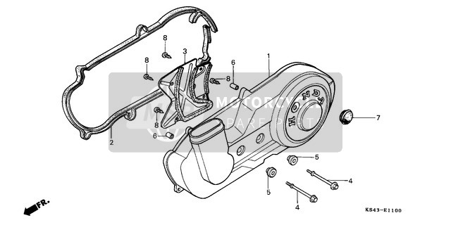 Honda CN250 1991 Left Carter Cover voor een 1991 Honda CN250